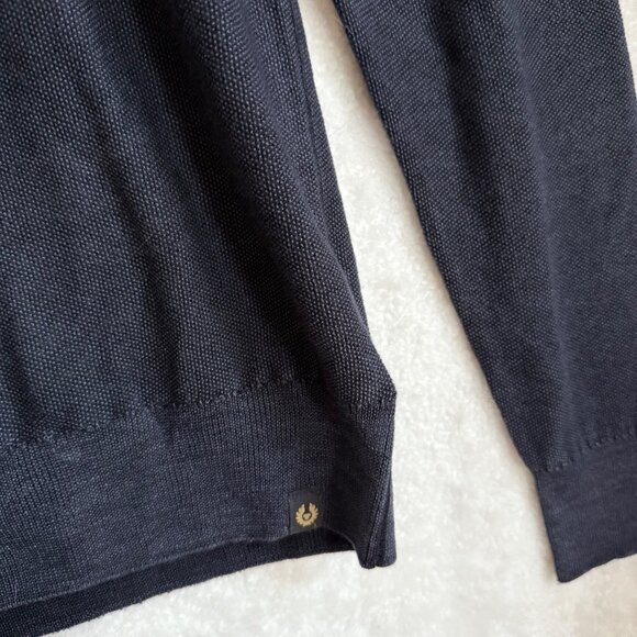 mens size XXL navy blue virgin wool Belstaff sweater jumper seedstitch - Picture 10 of 10